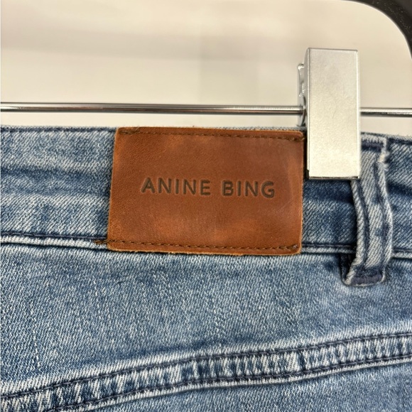 Anine Bing Front Pocket SplitHem Blue Mid Rise Straight Fray Ankle Jeans Size 28 - Picture 10 of 16